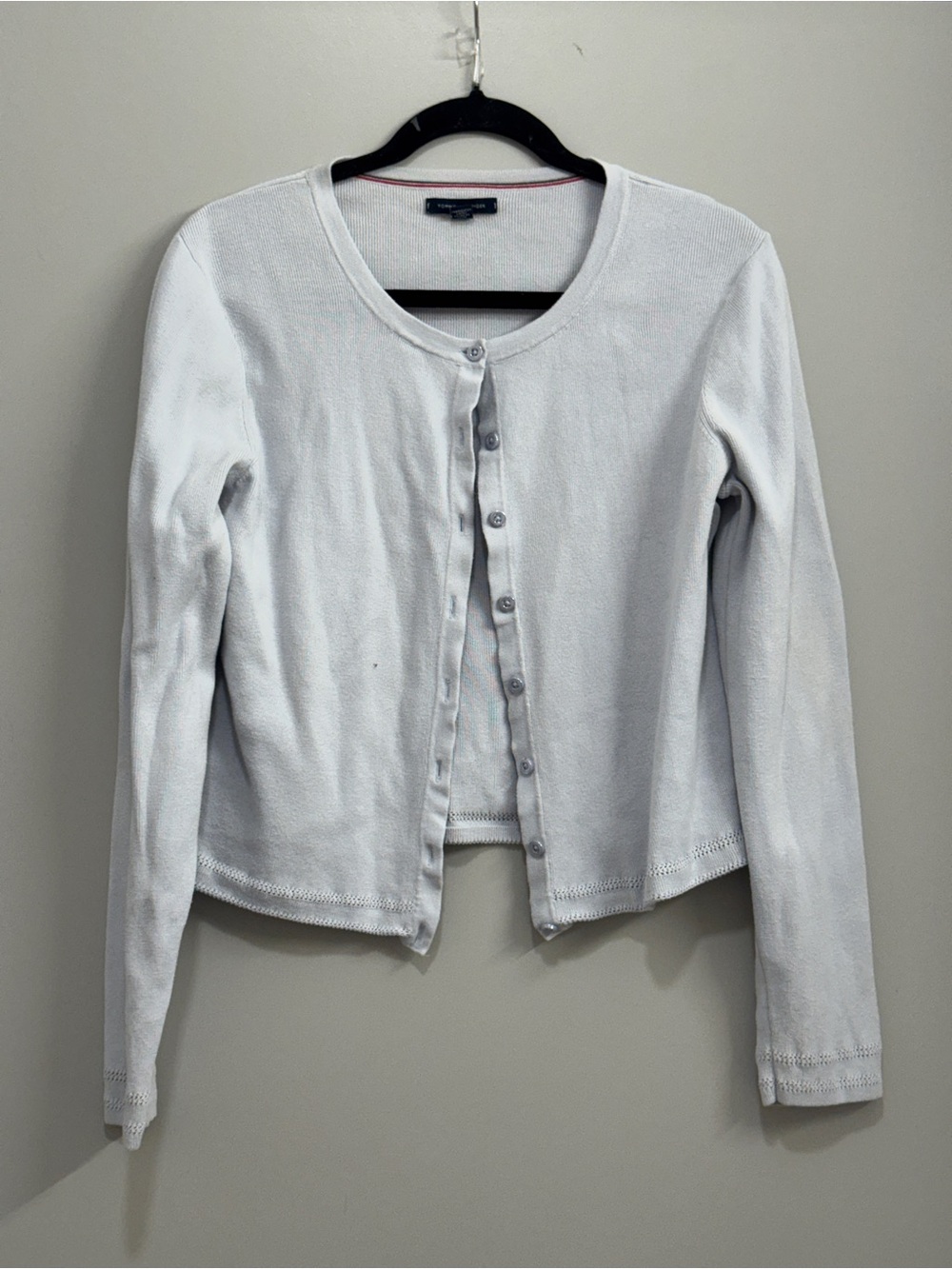 Light Blue Tommy Hilfiger Crew Neck Cardigan Grannycore Cottagecore